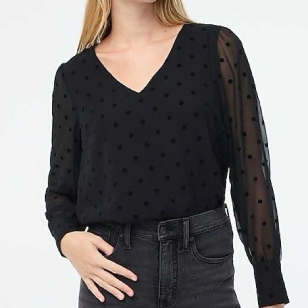 J Crew Pink Chiffon Dotted Blouse